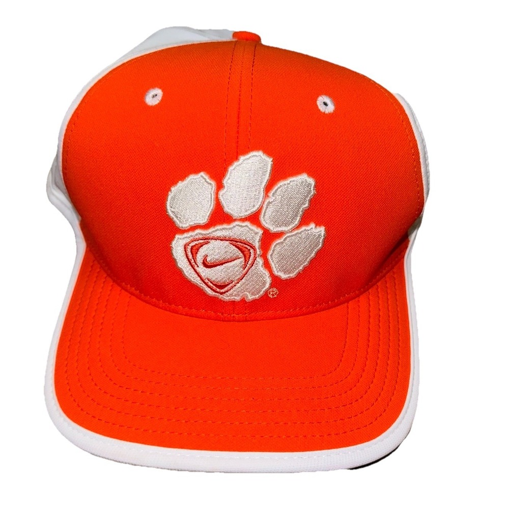 Nike Clemson Tigers Classic99 Dri-Fit Hat Cap White Orange Hook & Loop OSFM